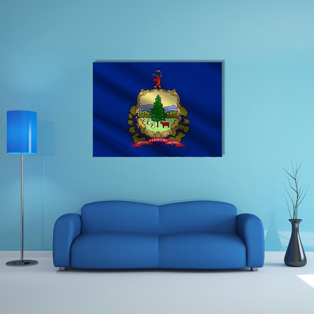 Flag Of Vermont Canvas Wall Art-1 Piece-Gallery Wrap-36" x 24"-Tiaracle