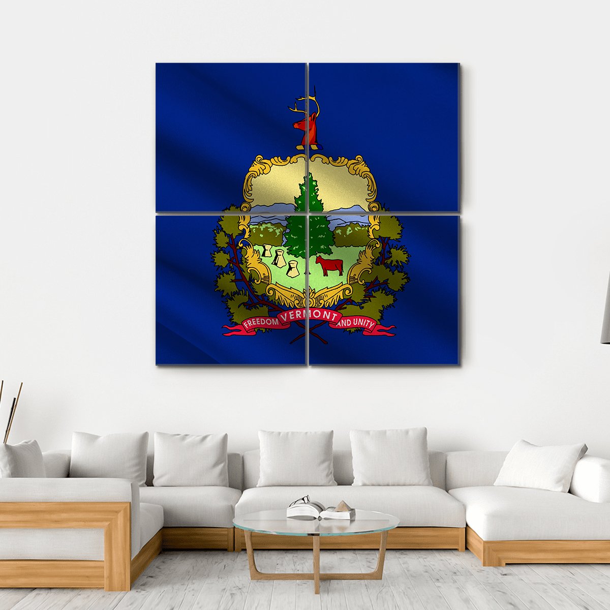 Flag Of Vermont Canvas Wall Art-4 Square-Gallery Wrap-17" x 17"-Tiaracle