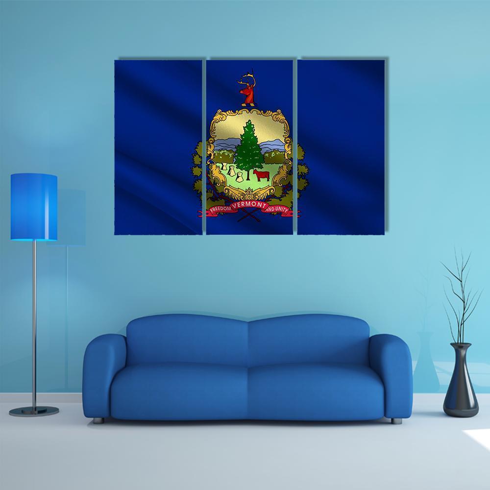 Flag Of Vermont Canvas Wall Art-3 Horizontal-Gallery Wrap-37" x 24"-Tiaracle