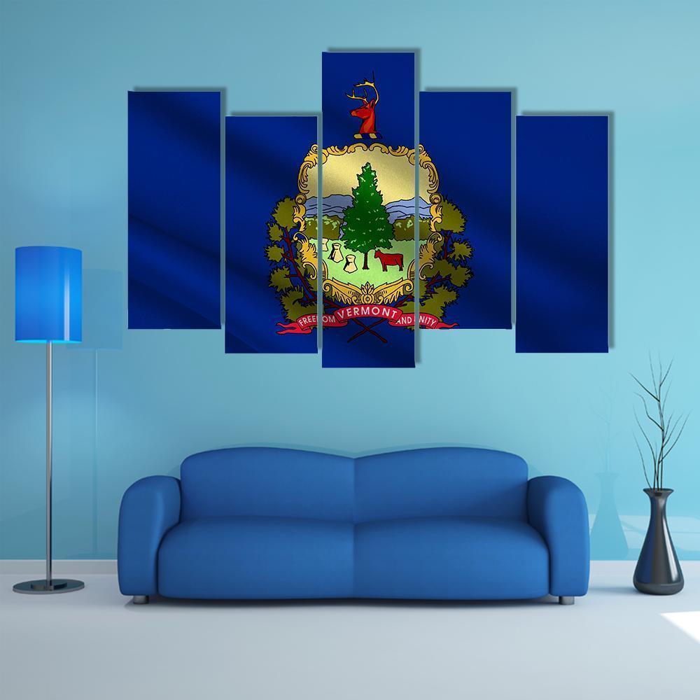 Flag Of Vermont Canvas Wall Art-5 Pop-Gallery Wrap-47" x 32"-Tiaracle