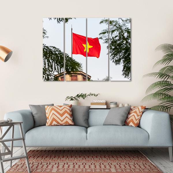 Flag Of Vietnam Canvas Wall Art-4 Horizontal-Gallery Wrap-34" x 24"-Tiaracle