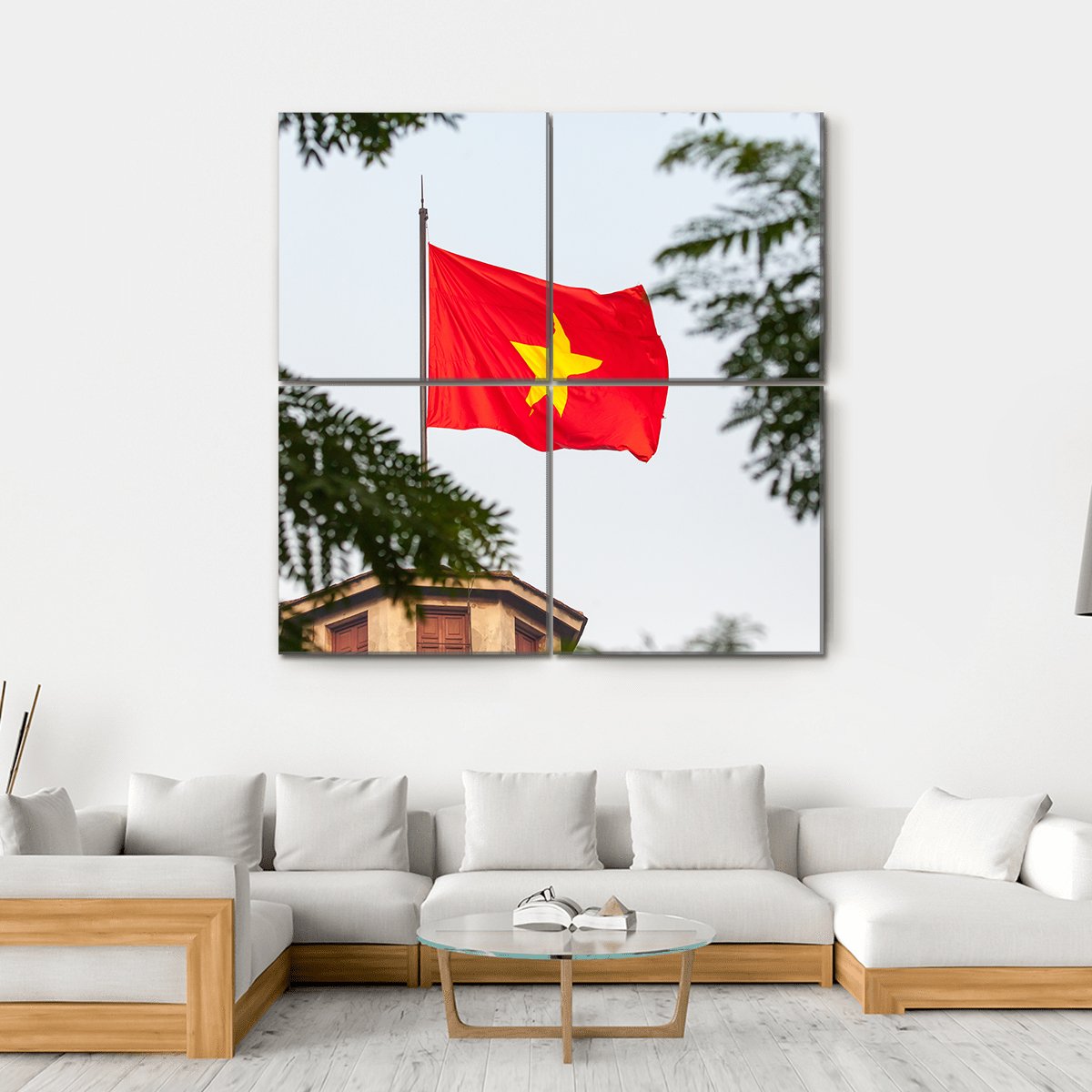 Flag Of Vietnam Canvas Wall Art-4 Square-Gallery Wrap-17" x 17"-Tiaracle