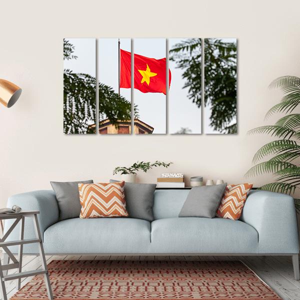 Flag Of Vietnam Canvas Wall Art-5 Horizontal-Gallery Wrap-22" x 12"-Tiaracle