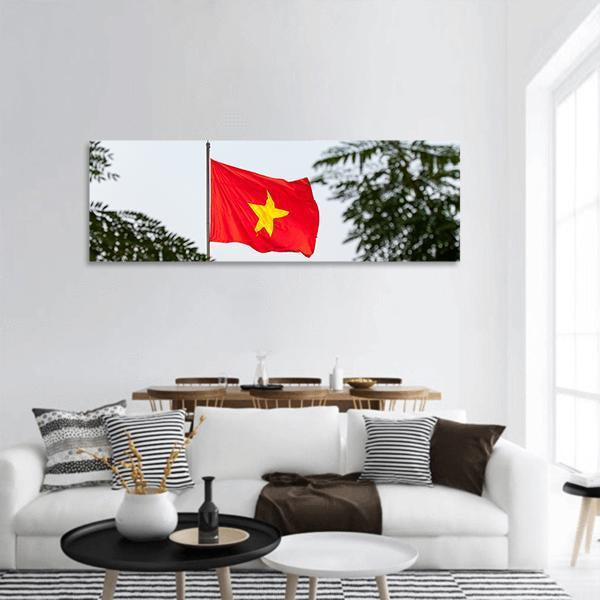 Flag Of Vietnam Panoramic Canvas Wall Art-3 Piece-25" x 08"-Tiaracle