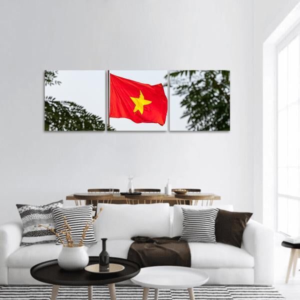 Flag Of Vietnam Panoramic Canvas Wall Art-3 Piece-25" x 08"-Tiaracle