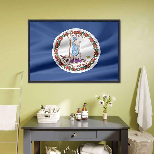 Flag Of Virginia Canvas Wall Art-1 Piece-Floating Frame-24" x 16"-Tiaracle