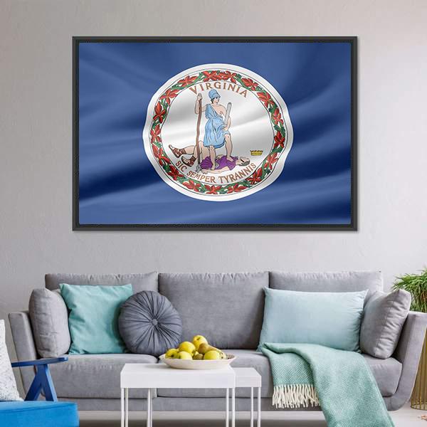 Flag Of Virginia Canvas Wall Art-5 Horizontal-Gallery Wrap-22" x 12"-Tiaracle