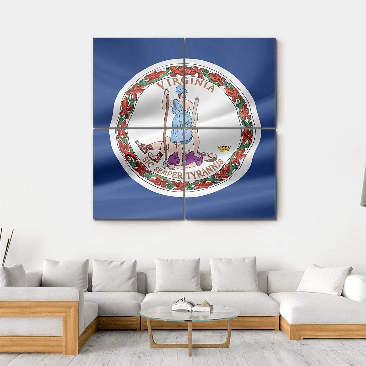 Flag Of Virginia Canvas Wall Art-4 Square-Gallery Wrap-17" x 17"-Tiaracle