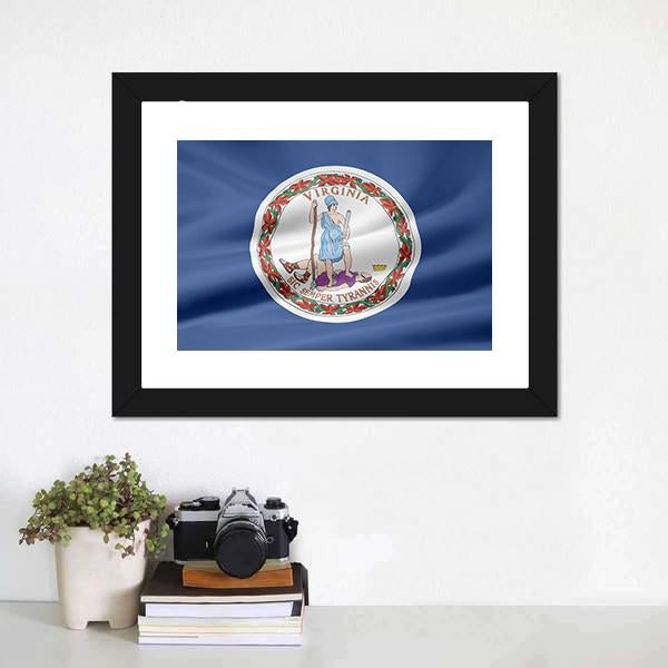 Flag Of Virginia Canvas Wall Art-1 Piece-Framed Print-20" x 16"-Tiaracle