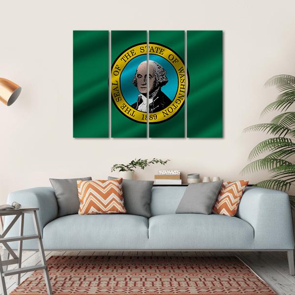 Flag Of Washington Canvas Wall Art-4 Horizontal-Gallery Wrap-34" x 24"-Tiaracle