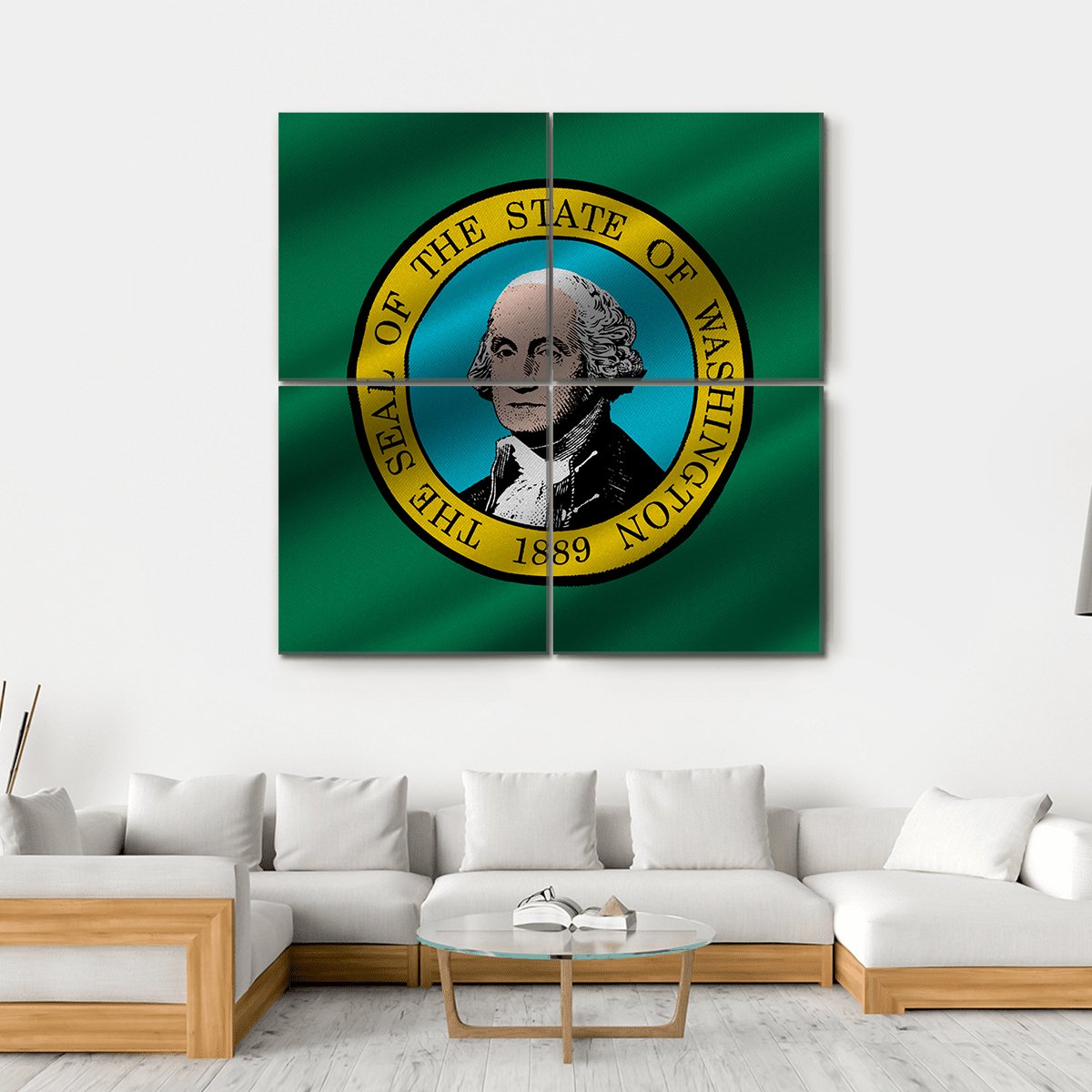 Flag Of Washington Canvas Wall Art-4 Square-Gallery Wrap-17" x 17"-Tiaracle