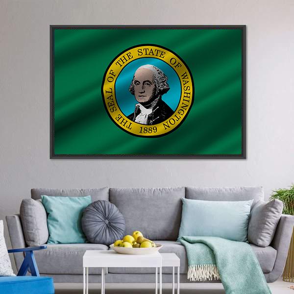 Flag Of Washington Canvas Wall Art-5 Horizontal-Gallery Wrap-22" x 12"-Tiaracle