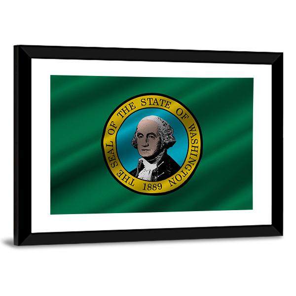 Flag Of Washington Canvas Wall Art-5 Horizontal-Gallery Wrap-22" x 12"-Tiaracle