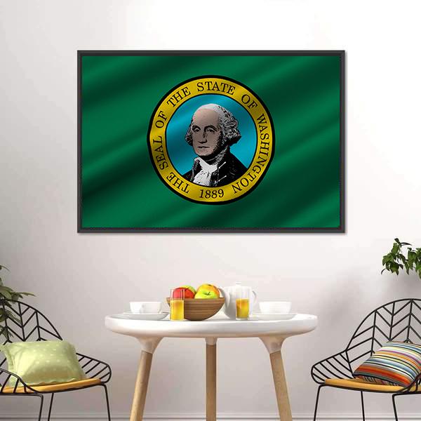 Flag Of Washington Canvas Wall Art-3 Horizontal-Gallery Wrap-25" x 16"-Tiaracle