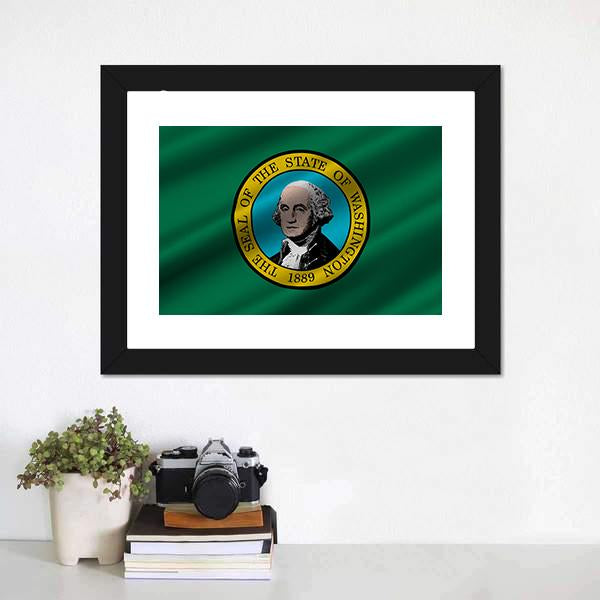 Flag Of Washington Canvas Wall Art-1 Piece-Framed Print-20" x 16"-Tiaracle