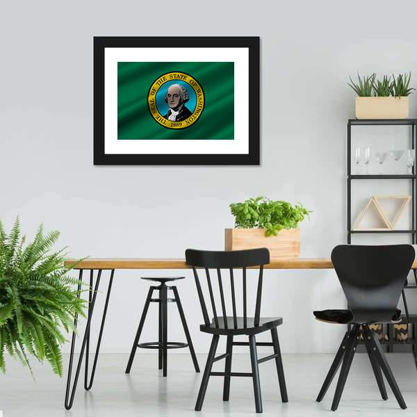 Flag Of Washington Canvas Wall Art-3 Horizontal-Gallery Wrap-25" x 16"-Tiaracle