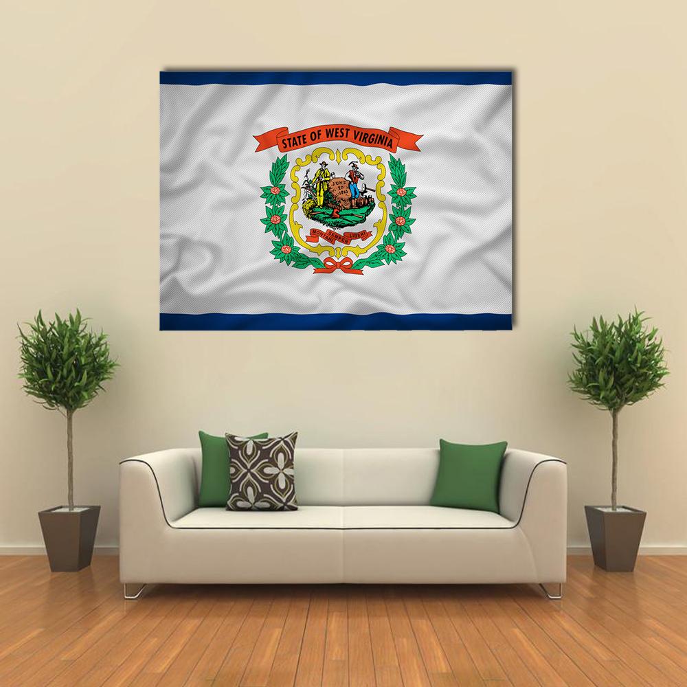 Flag Of West Virginia Canvas Wall Art-1 Piece-Gallery Wrap-36" x 24"-Tiaracle