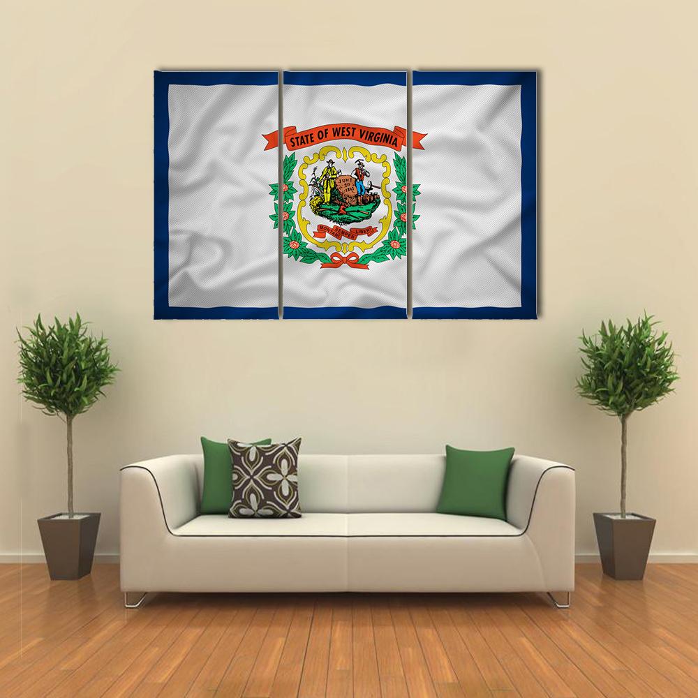 Flag Of West Virginia Canvas Wall Art-3 Horizontal-Gallery Wrap-25" x 16"-Tiaracle