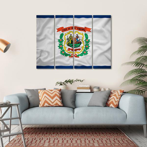 Flag Of West Virginia Canvas Wall Art-4 Horizontal-Gallery Wrap-34" x 24"-Tiaracle