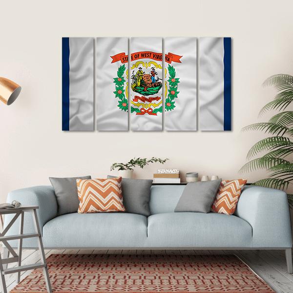 Flag Of West Virginia Canvas Wall Art-5 Horizontal-Gallery Wrap-22" x 12"-Tiaracle