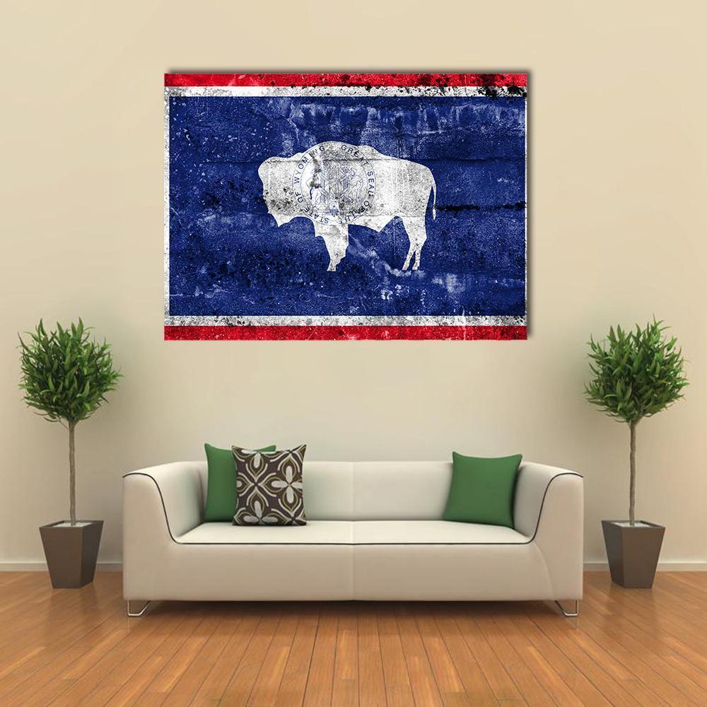 Flag Of Wyoming Canvas Wall Art-1 Piece-Gallery Wrap-48" x 32"-Tiaracle