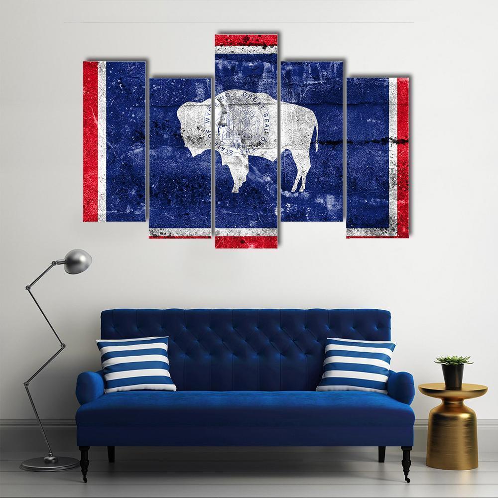 Flag Of Wyoming Canvas Wall Art-5 Pop-Gallery Wrap-47" x 32"-Tiaracle