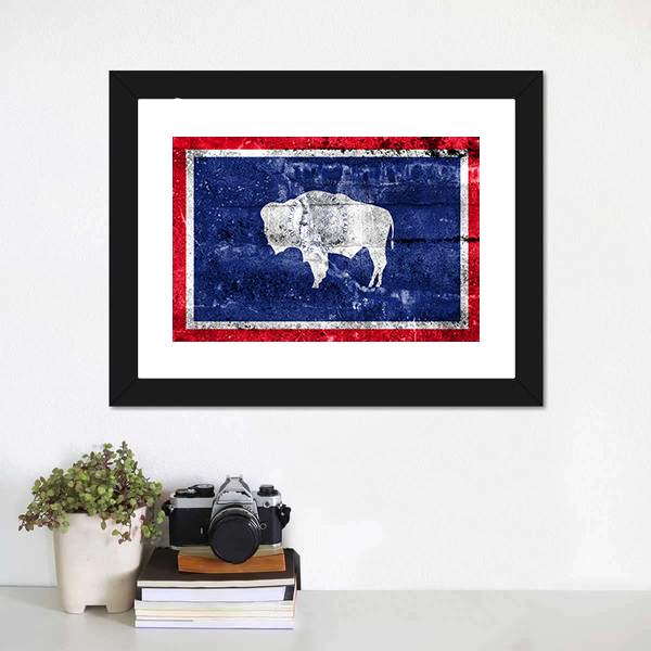 Flag Of Wyoming Canvas Wall Art-1 Piece-Framed Print-20" x 16"-Tiaracle