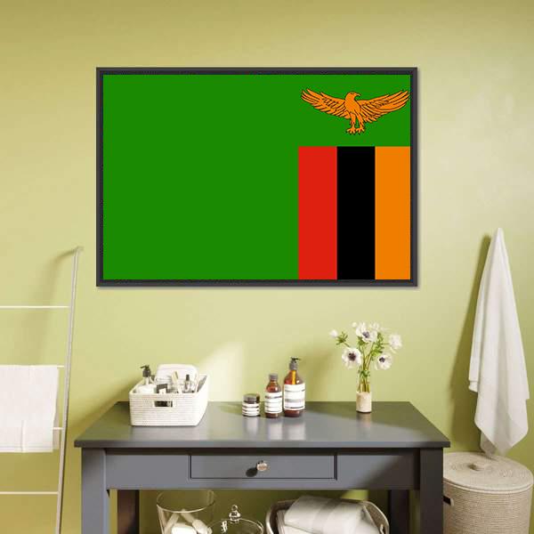 Flag Of Zambia Canvas Wall Art-1 Piece-Floating Frame-24" x 16"-Tiaracle