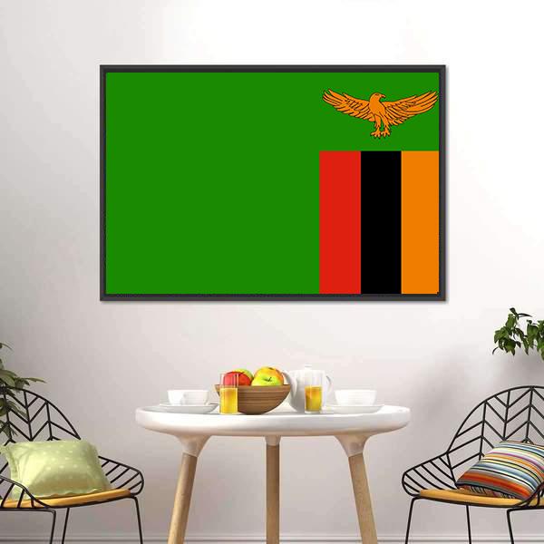 Flag Of Zambia Canvas Wall Art-5 Horizontal-Gallery Wrap-22" x 12"-Tiaracle
