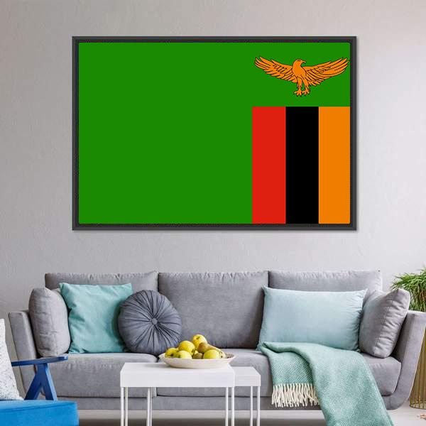 Flag Of Zambia Canvas Wall Art-5 Horizontal-Gallery Wrap-22" x 12"-Tiaracle