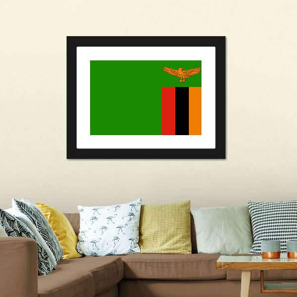 Flag Of Zambia Canvas Wall Art-5 Horizontal-Gallery Wrap-22" x 12"-Tiaracle