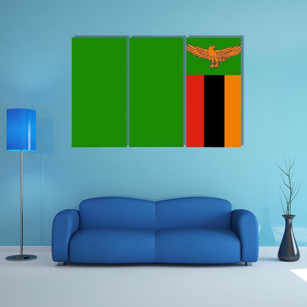 Flag Of Zambia Canvas Wall Art-3 Horizontal-Gallery Wrap-37" x 24"-Tiaracle