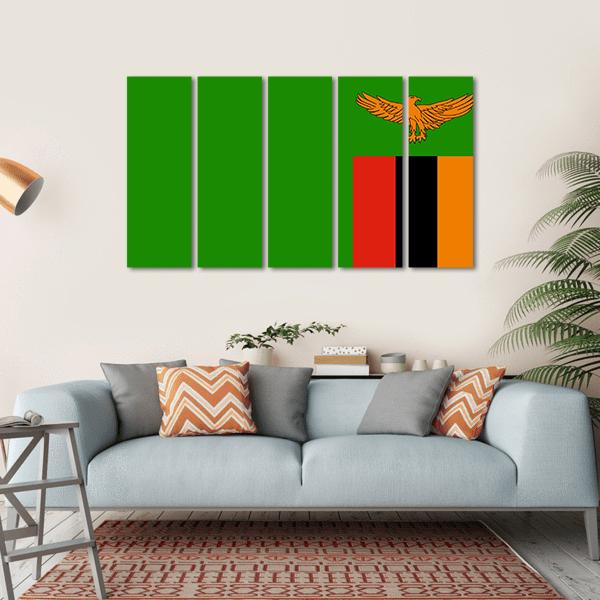 Flag Of Zambia Canvas Wall Art-5 Horizontal-Gallery Wrap-22" x 12"-Tiaracle
