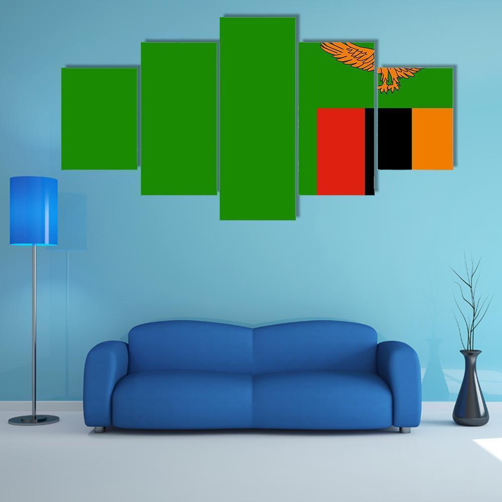 Flag Of Zambia Canvas Wall Art-5 Star-Gallery Wrap-62" x 32"-Tiaracle
