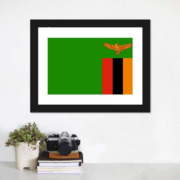 Flag Of Zambia Canvas Wall Art-1 Piece-Framed Print-20" x 16"-Tiaracle
