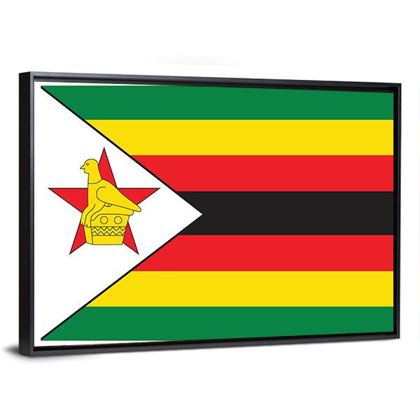 Flag Of Zimbabwe Canvas Wall Art-3 Horizontal-Gallery Wrap-25" x 16"-Tiaracle
