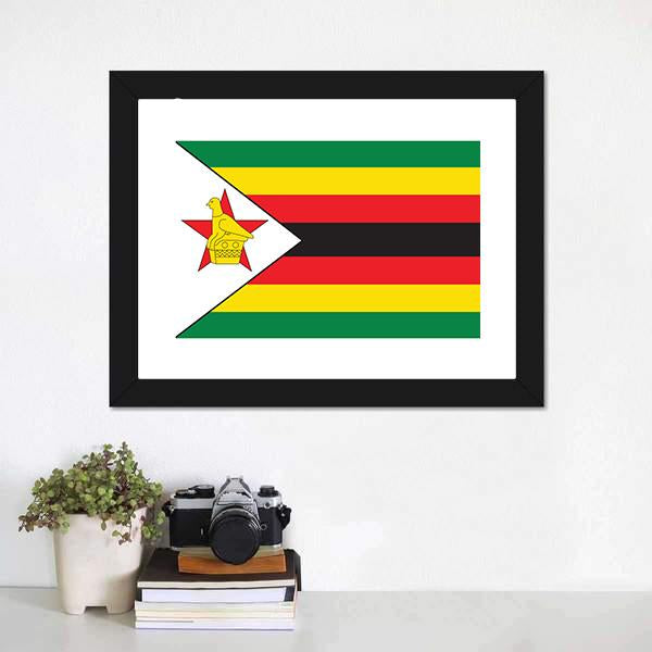 Flag Of Zimbabwe Canvas Wall Art-1 Piece-Framed Print-20" x 16"-Tiaracle