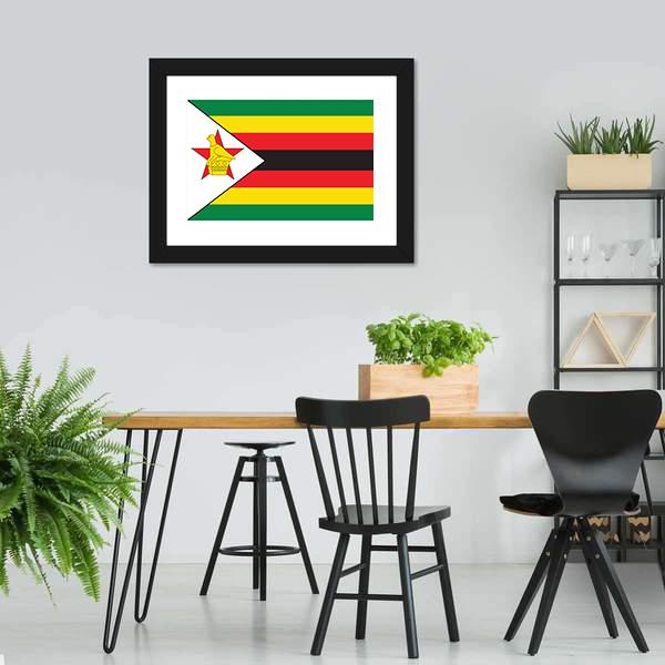 Flag Of Zimbabwe Canvas Wall Art-3 Horizontal-Gallery Wrap-25" x 16"-Tiaracle