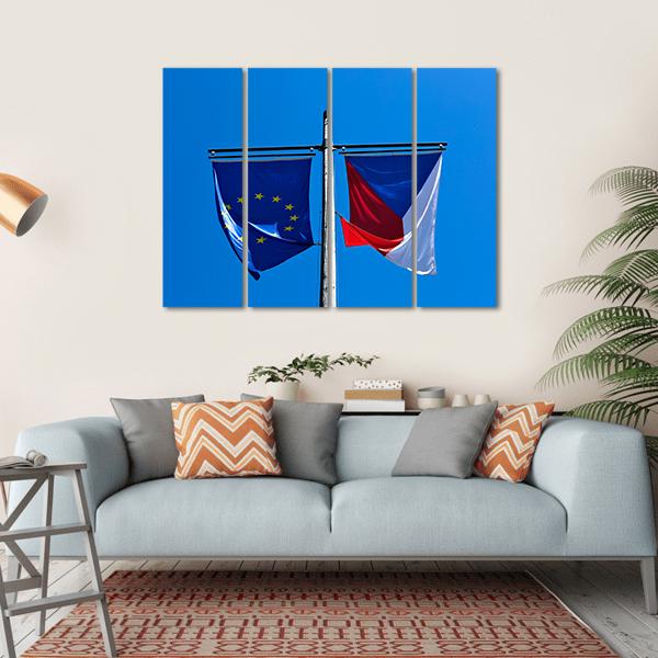 Flags Of The European Union Canvas Wall Art-4 Horizontal-Gallery Wrap-34" x 24"-Tiaracle