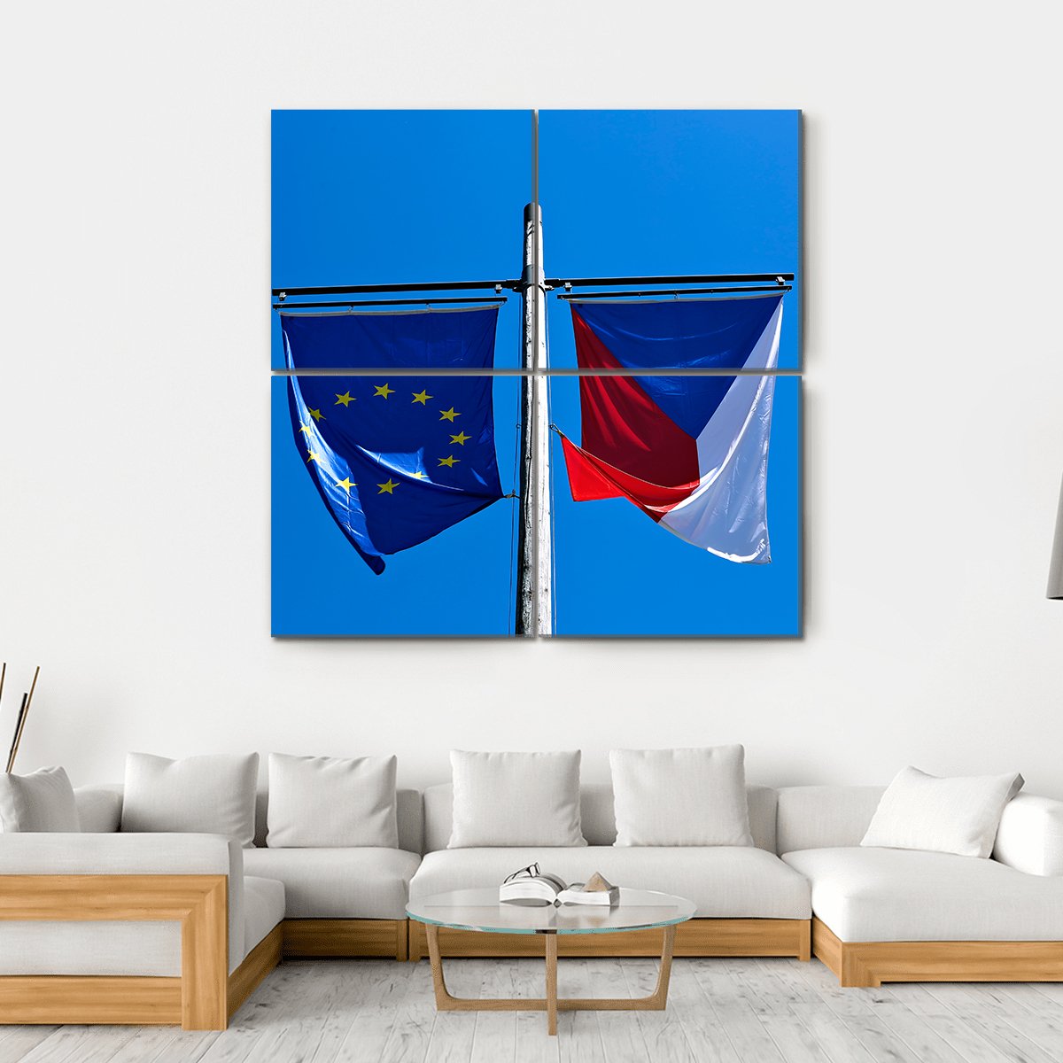 Flags Of The European Union Canvas Wall Art-4 Square-Gallery Wrap-17" x 17"-Tiaracle