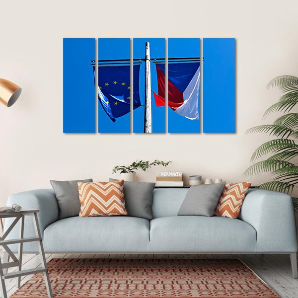 Flags Of The European Union Canvas Wall Art-5 Horizontal-Gallery Wrap-22" x 12"-Tiaracle