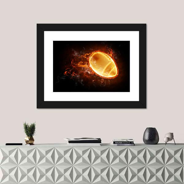 Flamy Football Canvas Wall Art-1 Piece-Framed Print-20" x 16"-Tiaracle