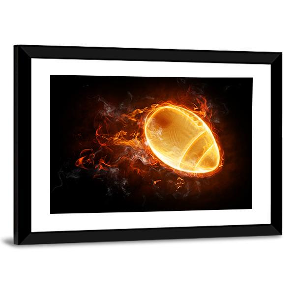 Flamy Football Canvas Wall Art-5 Horizontal-Gallery Wrap-22&quot; x 12&quot;-Tiaracle