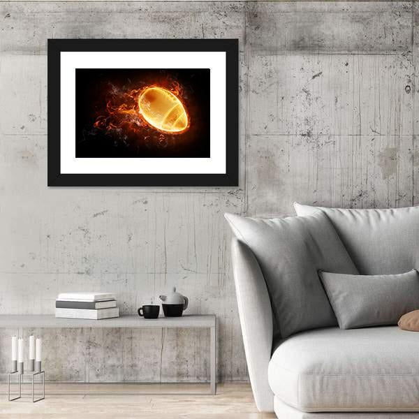 Flamy Football Canvas Wall Art-5 Horizontal-Gallery Wrap-22" x 12"-Tiaracle