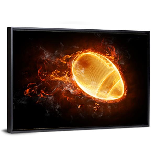 Flamy Football Canvas Wall Art-3 Horizontal-Gallery Wrap-25&quot; x 16&quot;-Tiaracle