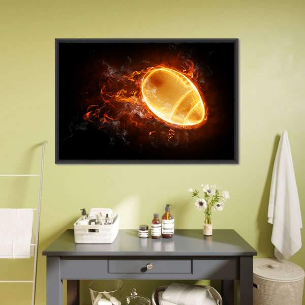 Flamy Football Canvas Wall Art-1 Piece-Floating Frame-24&quot; x 16&quot;-Tiaracle