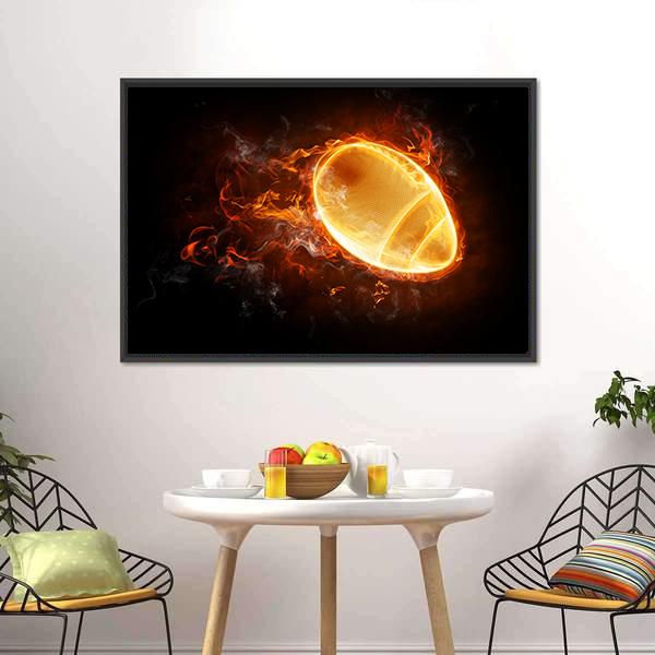 Flamy Football Canvas Wall Art-3 Horizontal-Gallery Wrap-25&quot; x 16&quot;-Tiaracle