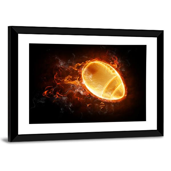 Flamy Football Canvas Wall Art-3 Horizontal-Gallery Wrap-25&quot; x 16&quot;-Tiaracle