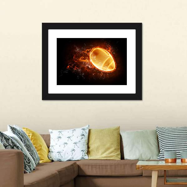 Flamy Football Canvas Wall Art-3 Horizontal-Gallery Wrap-25&quot; x 16&quot;-Tiaracle