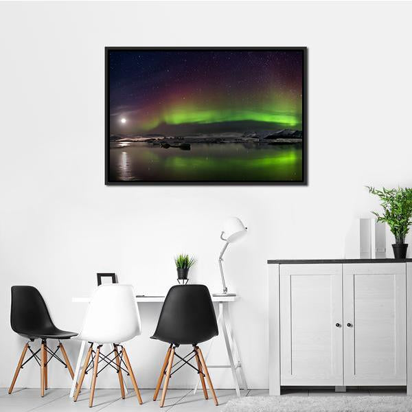 Flash Of Aurora Polaris Canvas Wall Art-1 Piece-Floating Frame-24" x 16"-Tiaracle